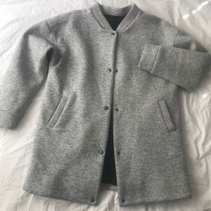 Urban Outfitters Long Bomber Jacket Heather Grey